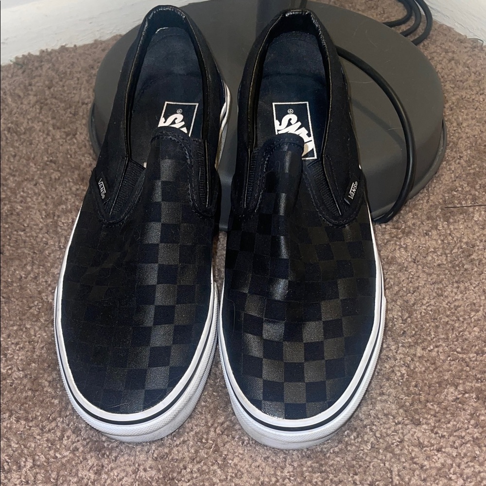 Vans Men's Black Checkered Slip-On Sneakers